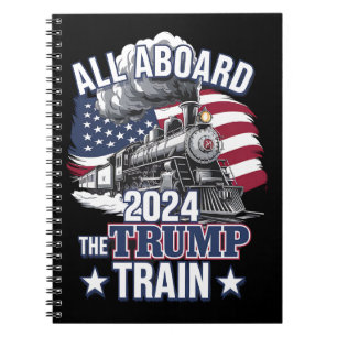 Caderno Espiral Todos a Bordo do Trem do Trump Trump 2024 Patrióti