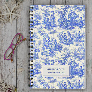 Caderno Espiral Tóile azul de jouy, elegante