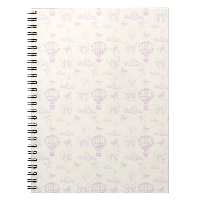 Caderno Espiral Toile Hot Air-Balloon And Bows Seamless Pattern (Frente)