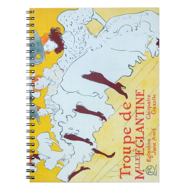 Caderno Espiral Tolouse-Lautrec Dancing Girls Yellow Poster Art (Frente)