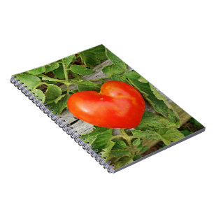 Caderno Espiral Tomate em forma de coração