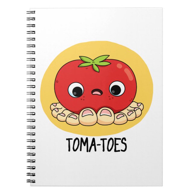 Caderno Espiral Tomate Engraçado Com Toes Pun (Frente)