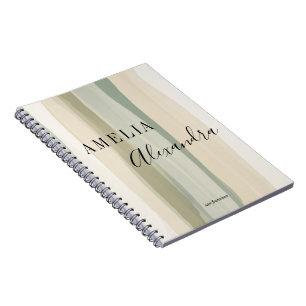 Caderno Espiral Tonalidade terrosa Boho Retro Roteiro Linhas Ondul