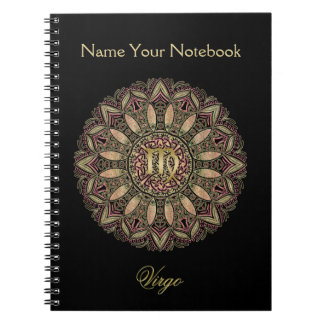 Caderno Espiral Tons da terra da mandala do Virgo do sinal do