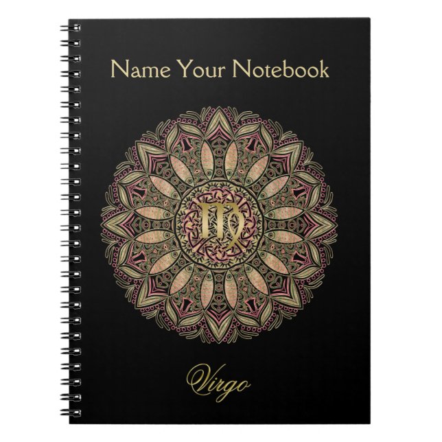 Caderno Espiral Tons da terra da mandala do Virgo do sinal do (Frente)