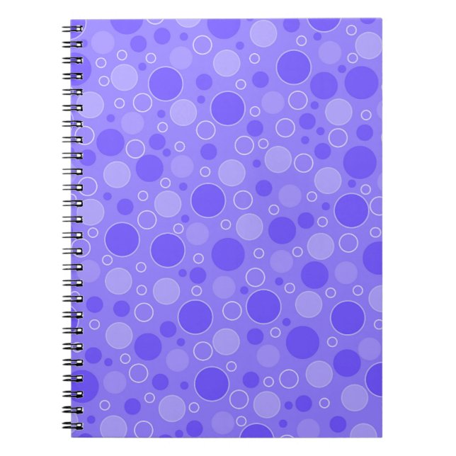 Caderno Espiral Tons de roxo lilás com bolinhas em estilo retrô do (Frente)