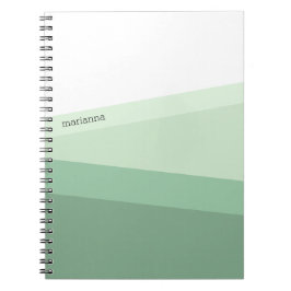Caderno Espiral Tons de Verde Salvia Padrão Geométrico