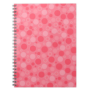 Caderno Espiral tons vermelhos de coral com bolinhas em sixties re