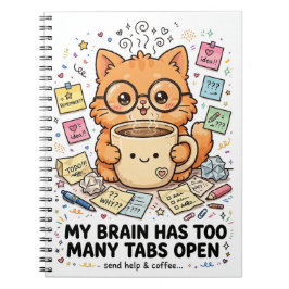 Caderno Espiral Too Many Tabs - Funny Cat Notebook