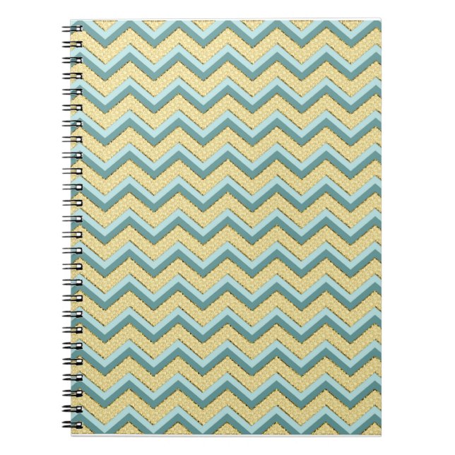 Caderno Espiral Topaz Glitter Chevron Pattern (Frente)