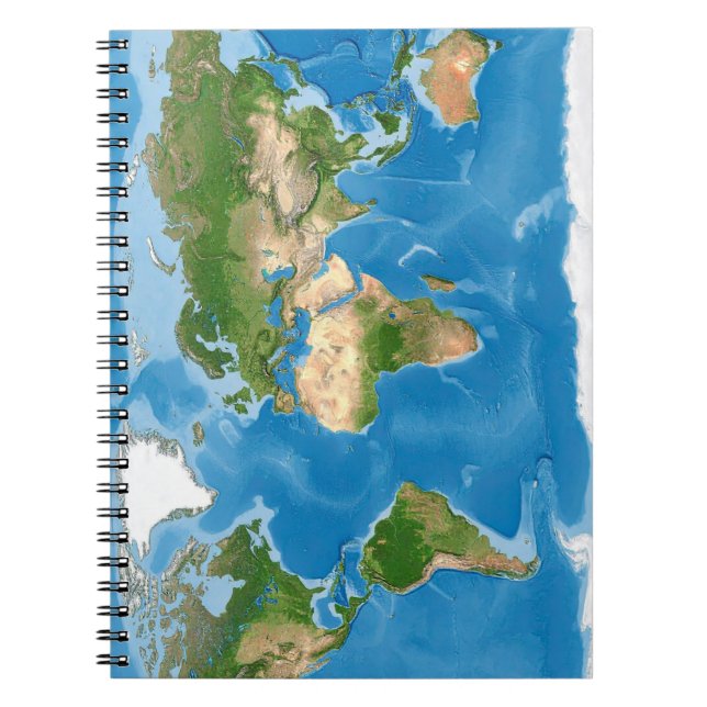 Caderno Espiral Topographic World Map Earth Illustration (Frente)