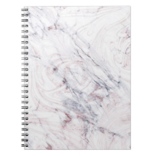 Caderno Espiral Toque de Mármore Cinza Branco Giratório Chic Moder