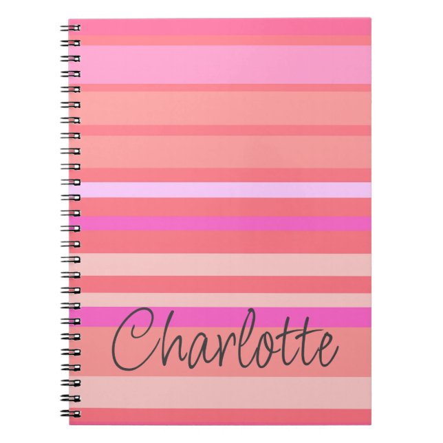 Caderno Espiral Toques Rosa de Nome Personalizado (Frente)