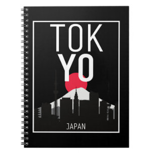 Caderno Espiral Tóquio Japão Skyline Monte Fuji