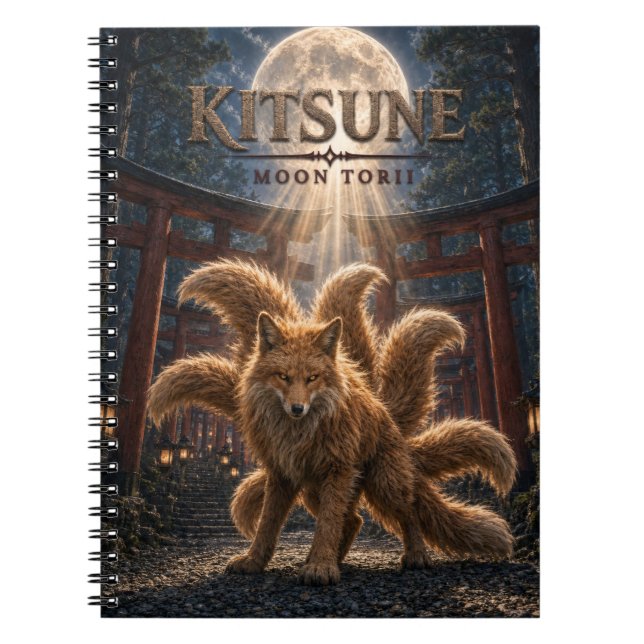 Caderno Espiral Torii da Lua Kitsune Cinema Escuro (Frente)