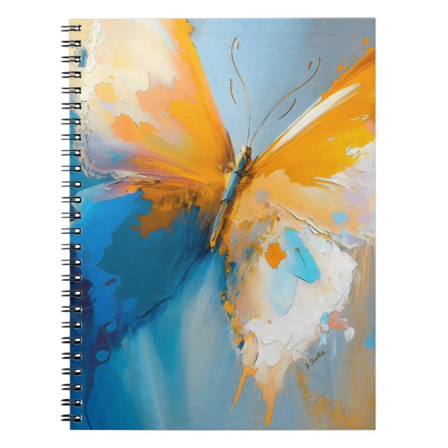 Caderno Espiral Tornando-se Luz – Borboleta Abstrata em Movimento (Frente)