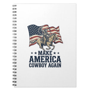 Caderno Espiral Torne a América Cowboy Novamente Camisa Patriótica