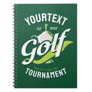 Caderno Espiral Torneio de Golfe do nome Pro Golf Torphy Golfing