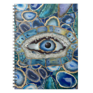 Caderno Espiral Tornos azuis e cristalinos de mau Olho Azul