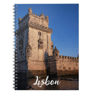 Caderno Espiral Torre de Belem ao pôr do sol em Lisboa, Portugal