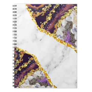 Caderno Espiral Torre de Praia do Luxo Interior Marble Stone Glitt