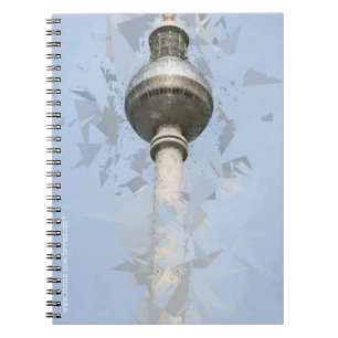 Caderno Espiral Torre de TV de Berlim Arte de Viagem Abstrata Alem