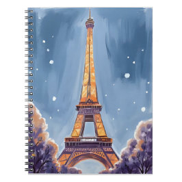 Caderno Espiral Torre Eiffel Alegre | Aquarela de Natal de Paris
