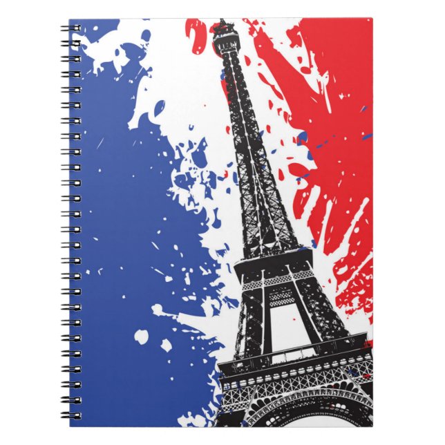 Caderno Espiral Torre Eiffel | bandeira do Grunge de Paris, France (Frente)