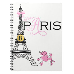 Caderno Espiral Torre Eiffel de Laço Rosa Paris França Poodle Chic
