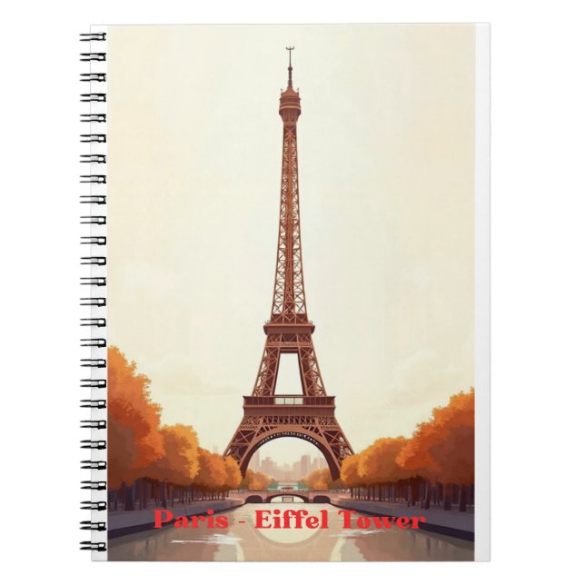 Caderno Espiral Torre Eiffel de Paris Cornhole – Design de Viagem  (Frente)