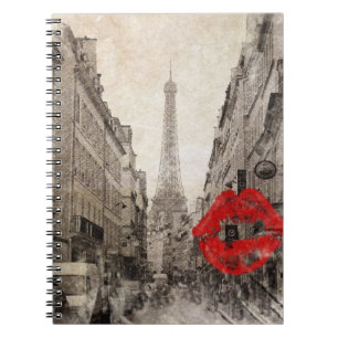Caderno Espiral torre Eiffel de Paris da paisagem do outono do