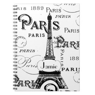 Caderno Espiral Torre Eiffel de Paris France da caligrafia da