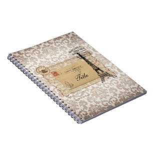 Caderno Espiral Torre Eiffel do chique do vintage de Paris