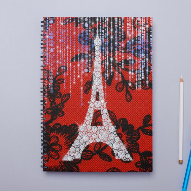 Caderno Espiral Torre Eiffel em Lace (Criador carregado)