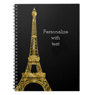 Caderno Espiral Torre Eiffel Glam Dourado