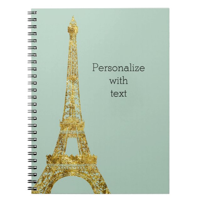 Caderno Espiral Torre Eiffel Glam Dourado (Frente)