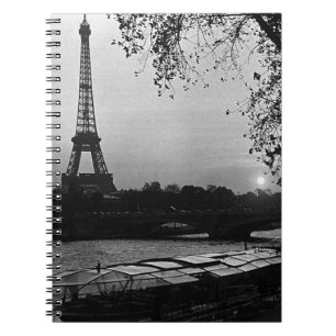 Caderno Espiral Torre Eiffel pôr do sol Vintage França Paris