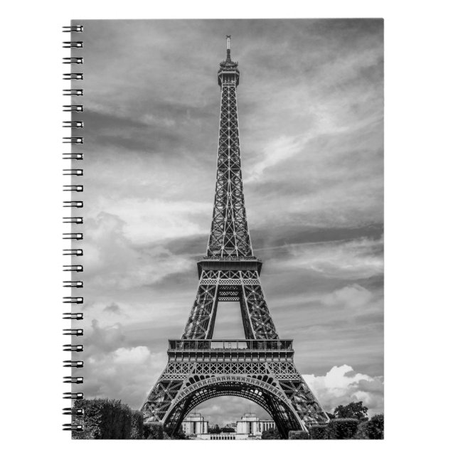 Caderno Espiral Torre Eiffel Preta e Branca Paris França (Frente)
