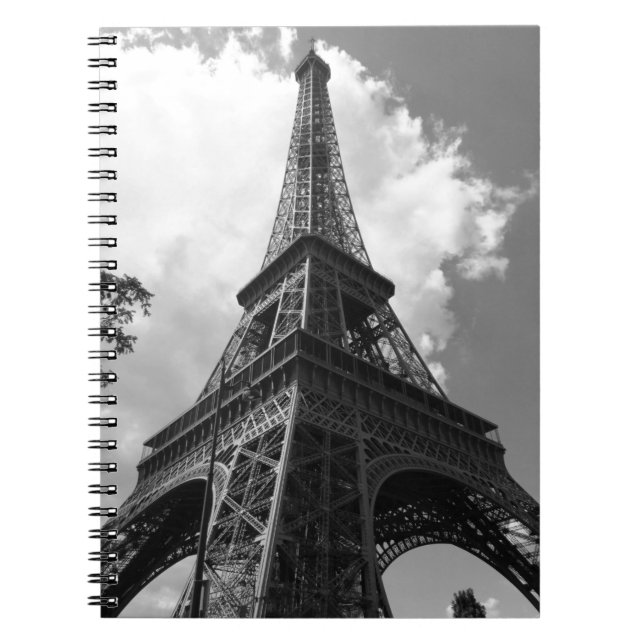 Caderno Espiral Torre Eiffel Preto e Branco em Paris (Frente)