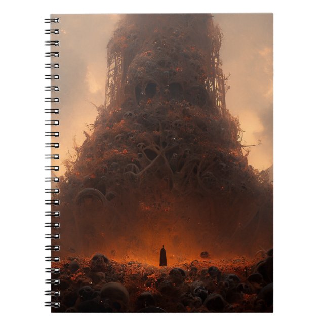 Caderno Espiral Torre Feita De Bones Dark Fantasy Art (Frente)