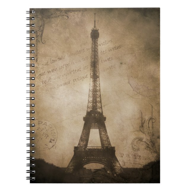 Caderno Espiral torre vintage eiffel (Frente)
