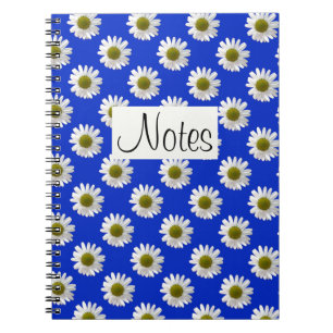 Caderno Espiral Tortas florais de impressão floral em azul de coba