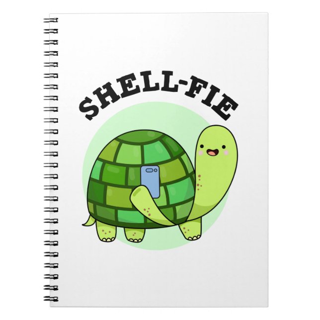 Caderno Espiral Tortoise Selfie Pun Divertido Shell-fie  (Frente)