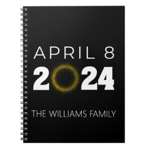 Caderno Espiral Total Solar Eclipse EUA 8 de abril de 2024