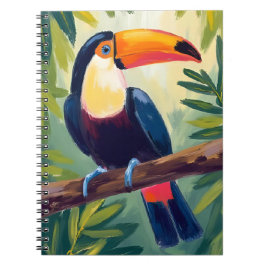 Caderno Espiral Toucan Colorful Tropical Bird Watercolor