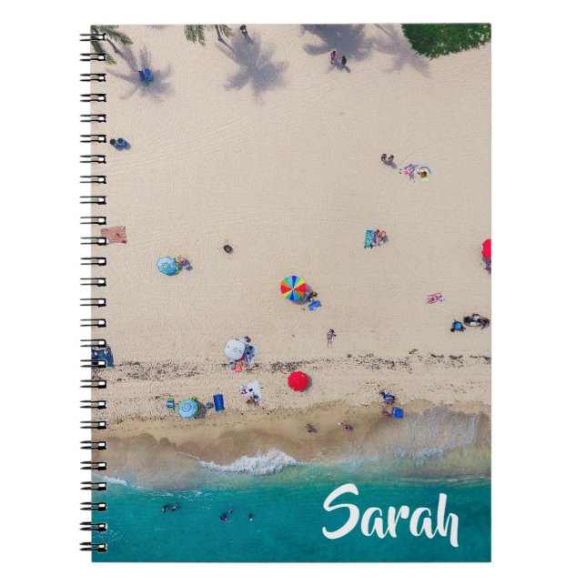Caderno Espiral Tourists Foto de banho de sol com nome monograma d (Frente)