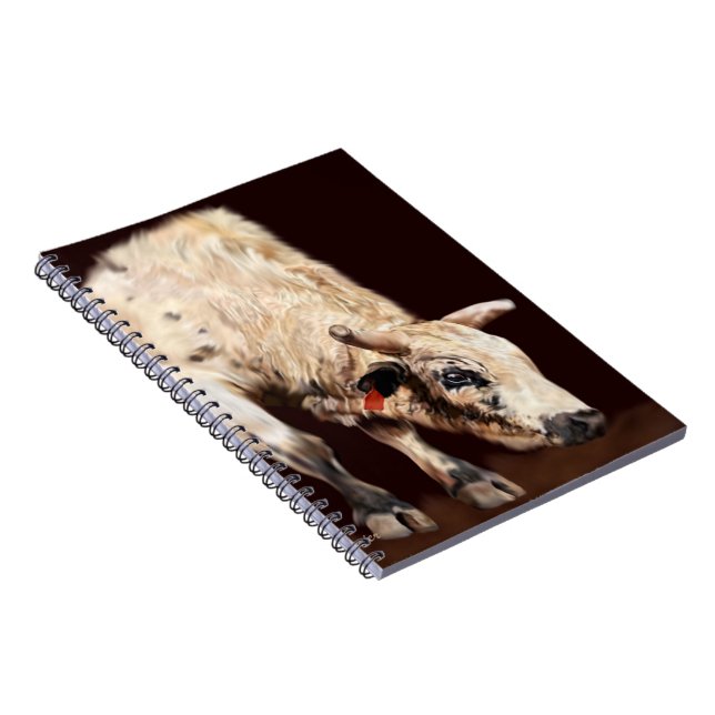 Caderno Espiral Touro de Rodeio Branco Saltando (Lado Direito)