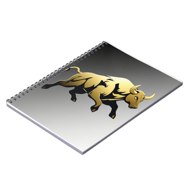 Caderno Espiral Touro Dourado – Emblema de Força e Prosperidade (Left Side)