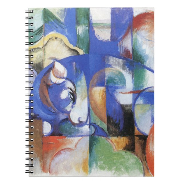 Caderno Espiral Touro Mentindo por Franz Marc, Arte Cubismo Antigo (Frente)