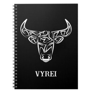 Caderno Espiral Touro Tribal Negro e Branco / Ox